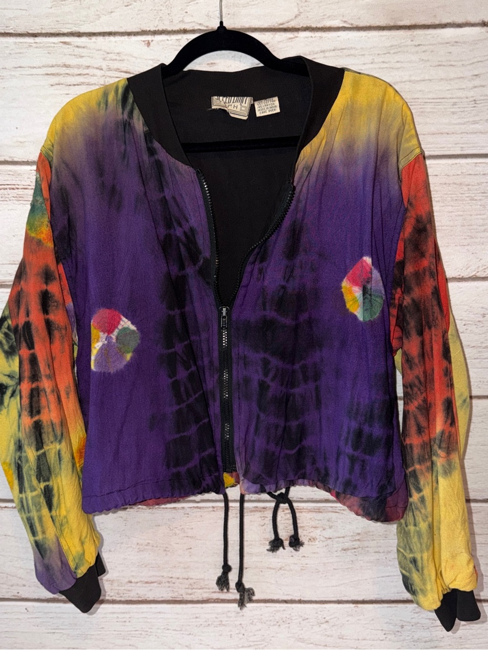 Vintage Speed Limit MPH Tie Dye Zip Jacket Size SM Purple Boho 90s Y2K
